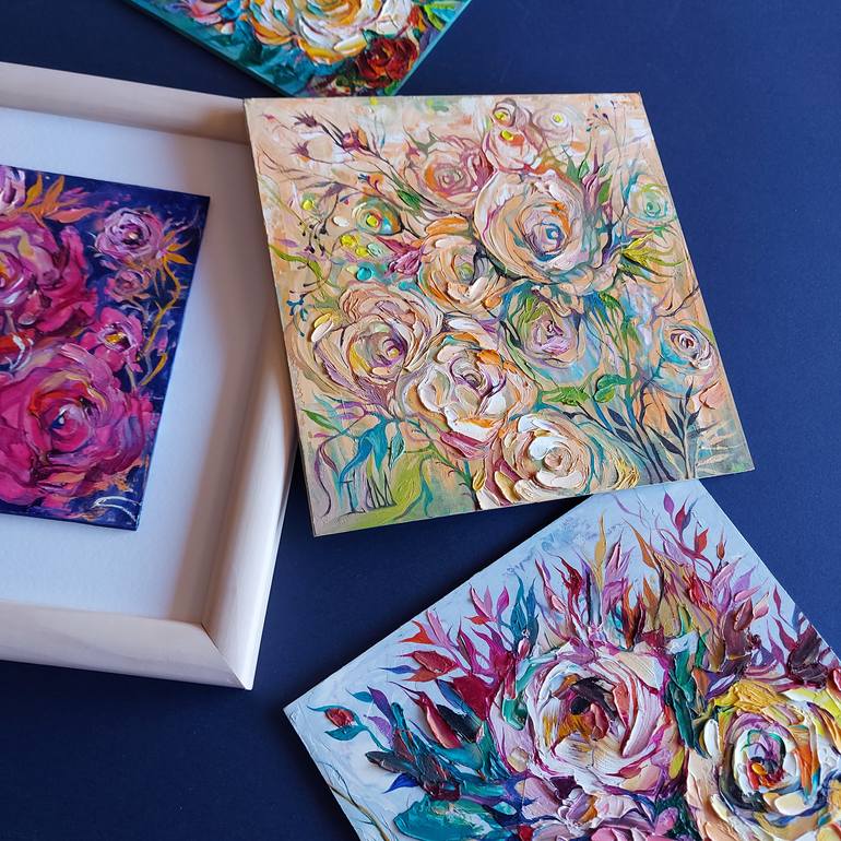 Original Abstract Floral Painting by Lada Stukan