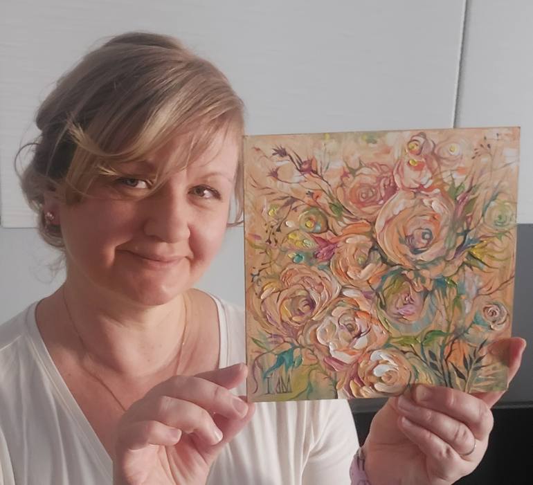 Original Abstract Floral Painting by Lada Stukan