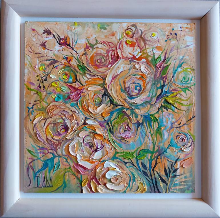 Original Abstract Floral Painting by Lada Stukan