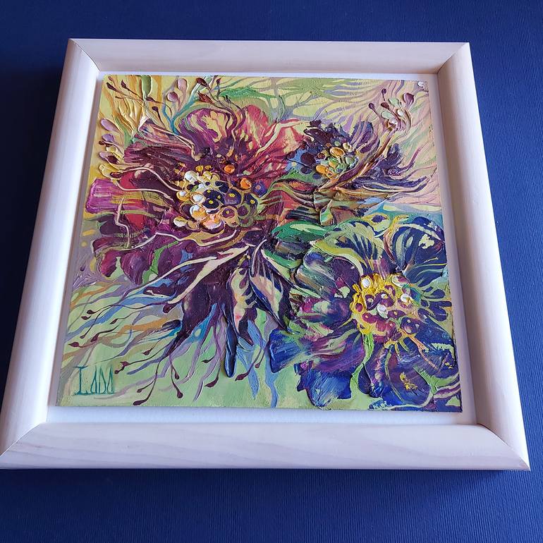 Original Abstract Floral Painting by Lada Stukan