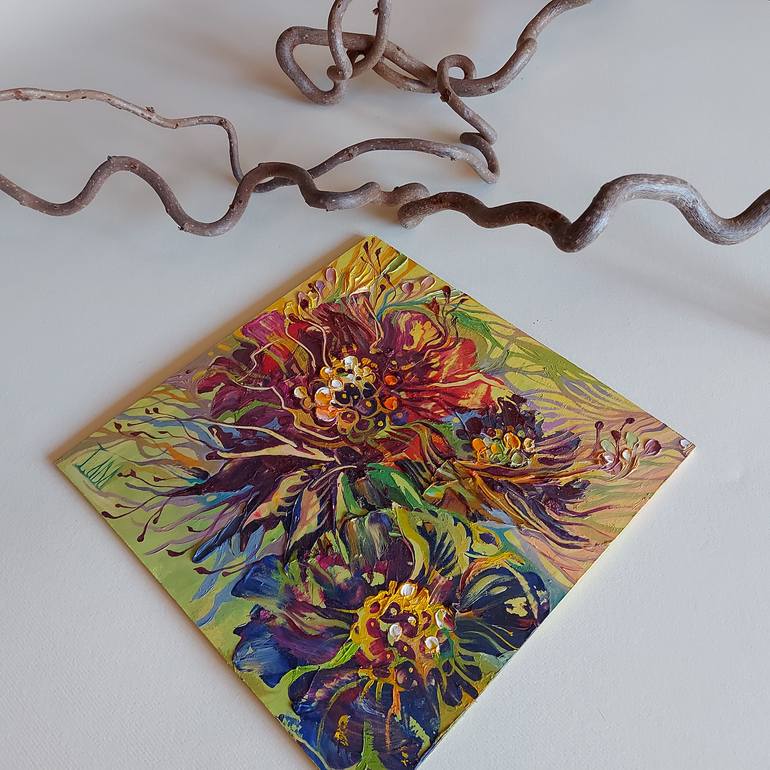 Original Abstract Floral Painting by Lada Stukan