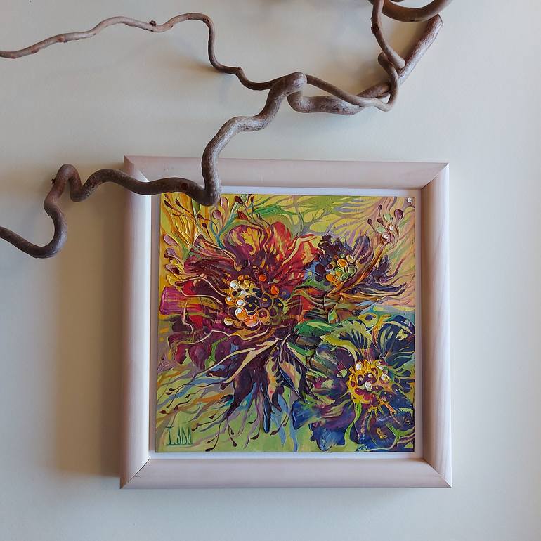 Original Abstract Floral Painting by Lada Stukan