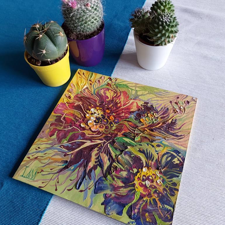 Original Abstract Floral Painting by Lada Stukan