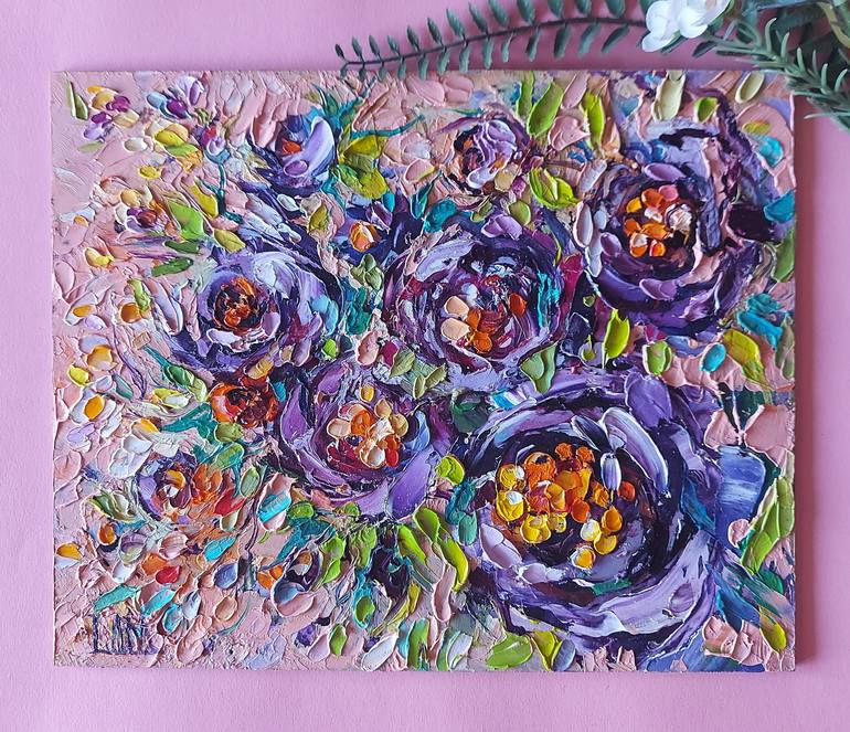 Original Abstract Floral Painting by Lada Stukan