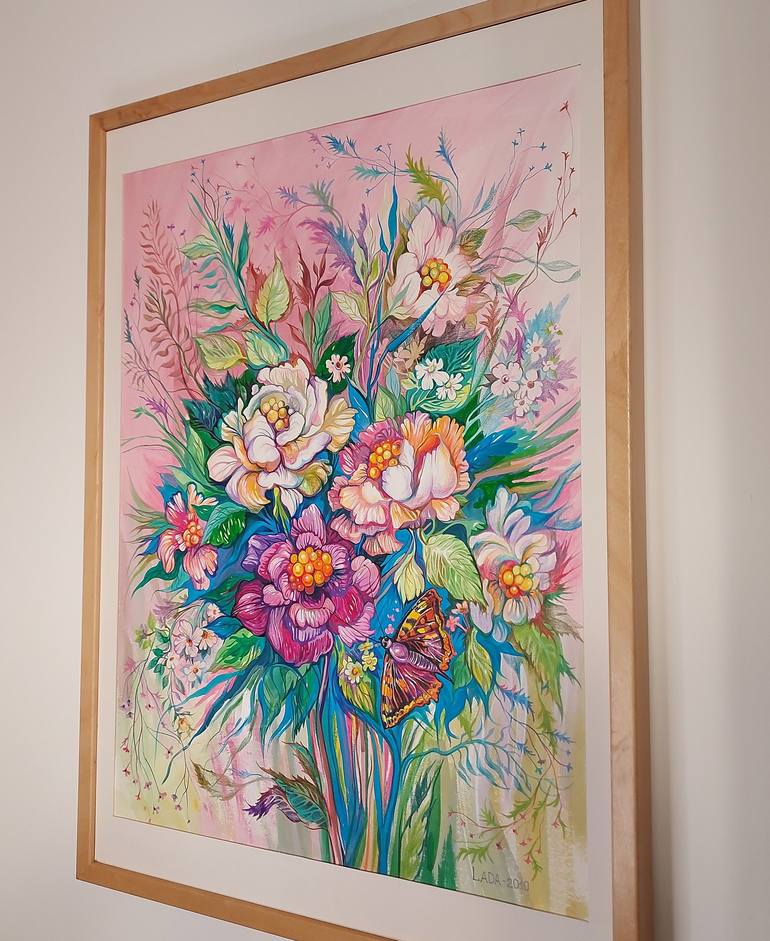 Original Art Deco Floral Painting by Lada Stukan