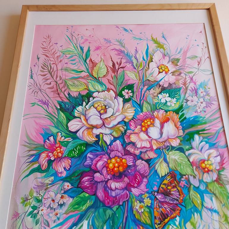 Original Art Deco Floral Painting by Lada Stukan