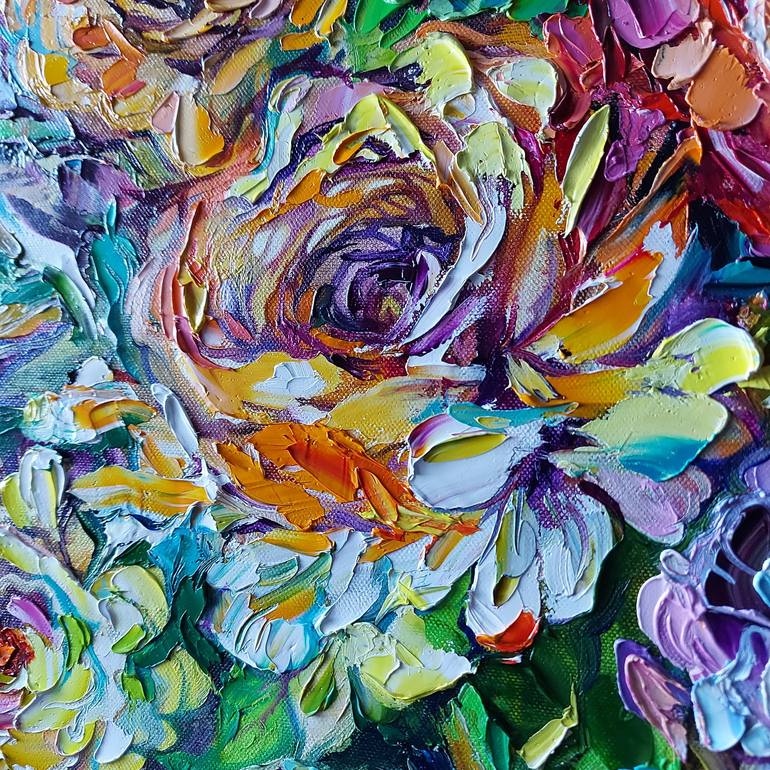 Original Impressionism Floral Painting by Lada Stukan