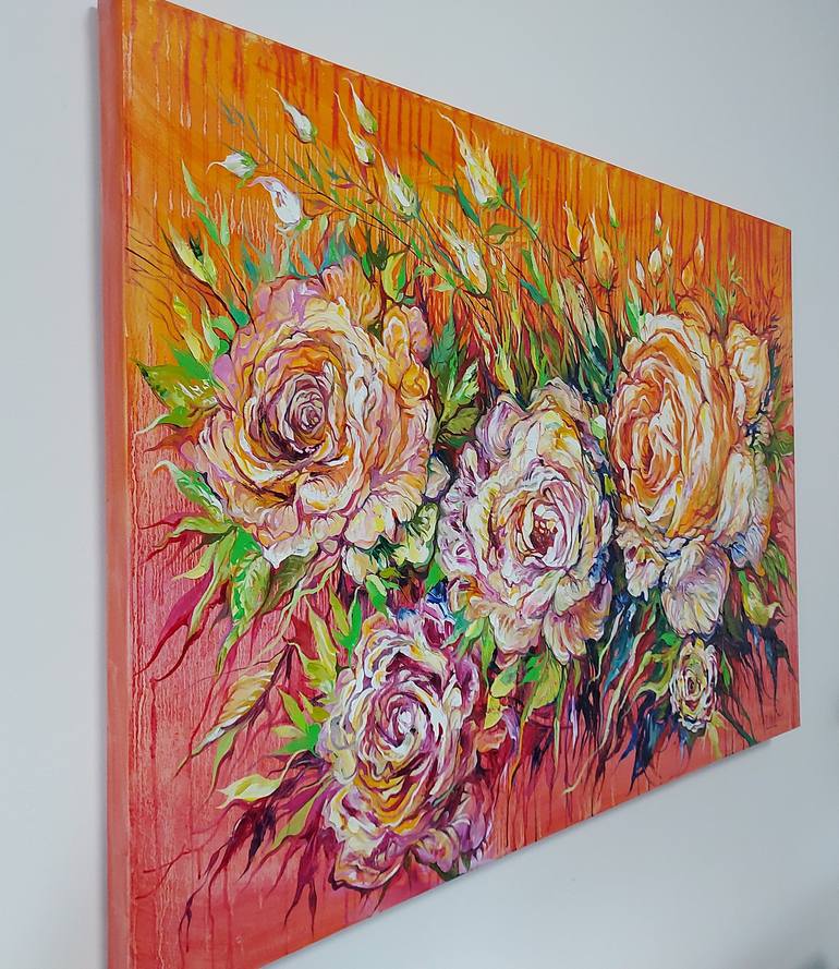 Original Art Deco Floral Painting by Lada Stukan