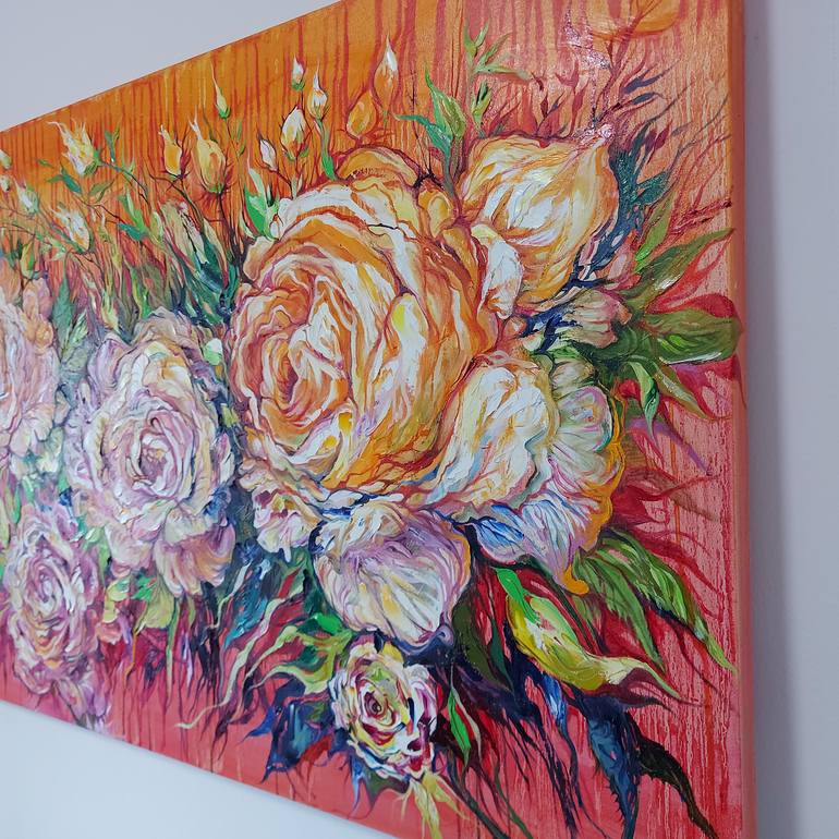 Original Art Deco Floral Painting by Lada Stukan