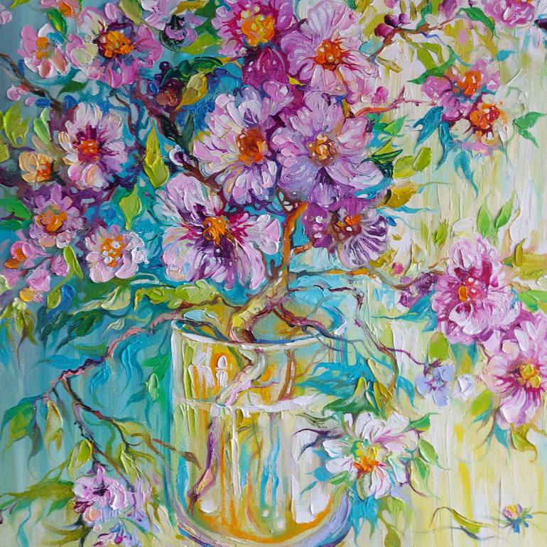 Original Impressionism Floral Painting by Lada Stukan