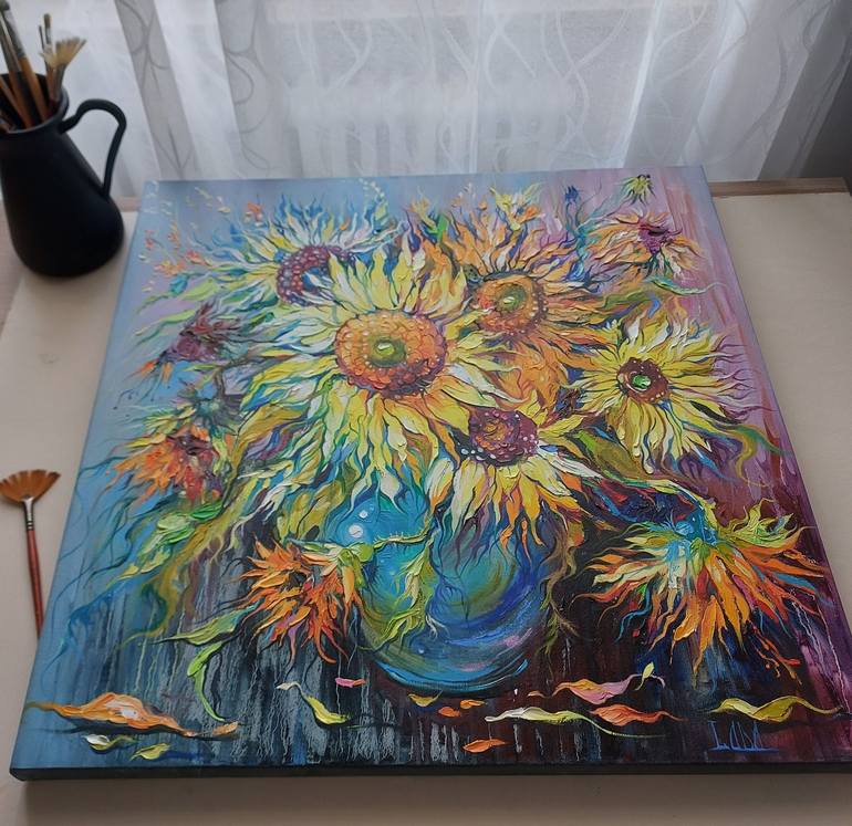 Original Impressionism Floral Painting by Lada Stukan