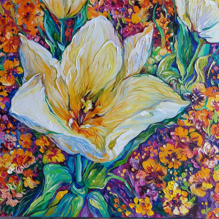 Original Impressionism Floral Painting by Lada Stukan