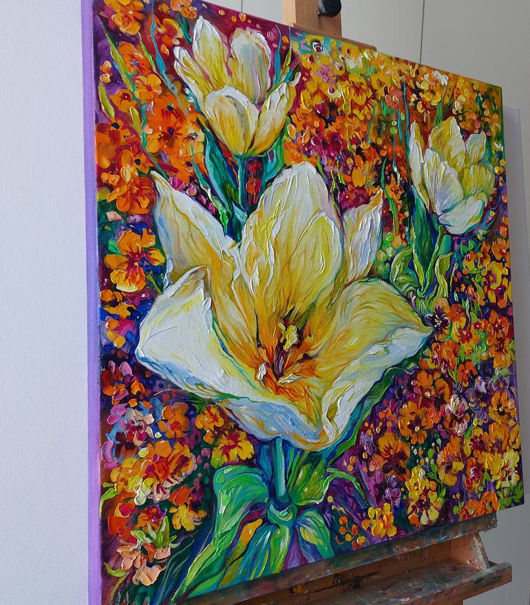 Original Impressionism Floral Painting by Lada Stukan