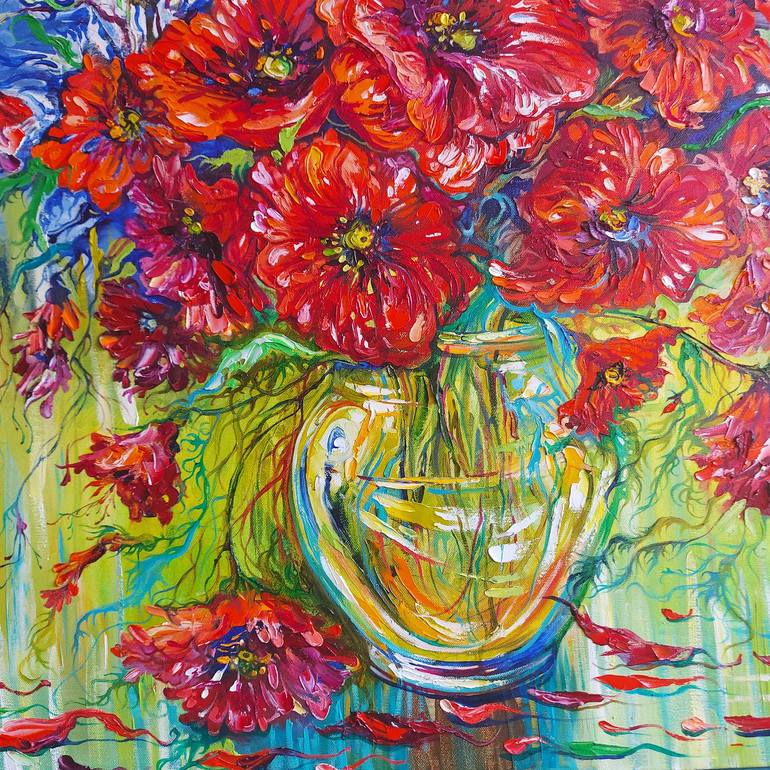 Original Impressionism Floral Painting by Lada Stukan