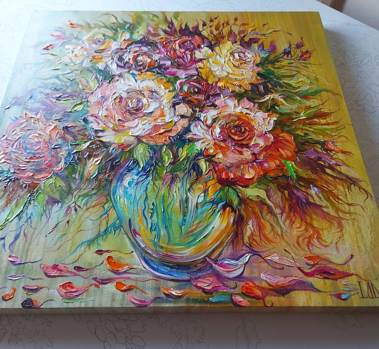 Original Impressionism Floral Painting by Lada Stukan