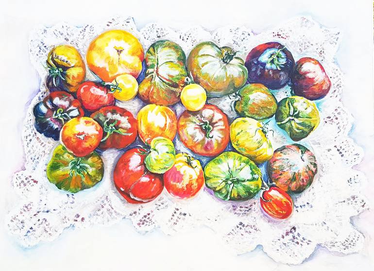 Still life TOMATOES Painting by Olga Vinogradova | Saatchi Art