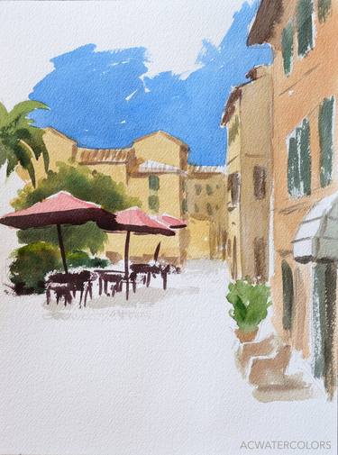 Print of Impressionism Architecture Paintings by Alain CROUSSE ACWATERCOLORS