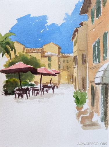 Original Impressionism Architecture Paintings by Alain CROUSSE ACWATERCOLORS