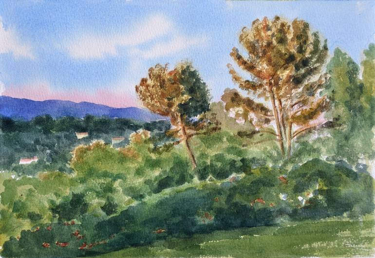 Print of Contemporary Tree Paintings by Alain Crousse Acwatercolors