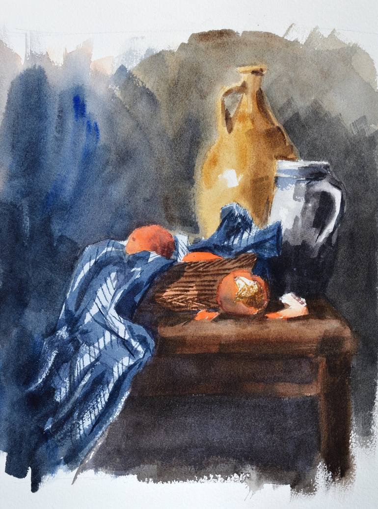 Print of Expressionism Still Life Paintings by Alain Crousse Acwatercolors