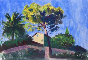 Original Impressionism Tree Paintings by Alain CROUSSE ACWATERCOLORS
