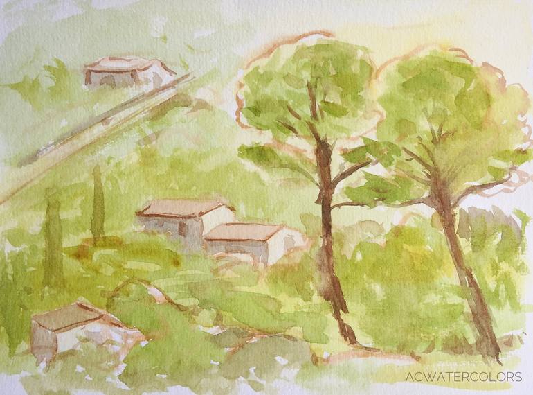 Print of Impressionism Landscape Paintings by Alain Crousse Acwatercolors