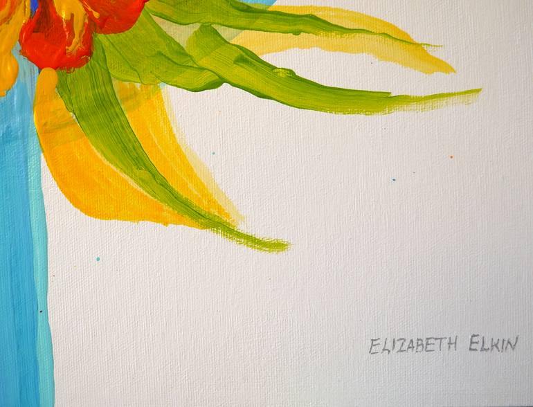 Original Abstract Floral Painting by Elizabeth Elkin