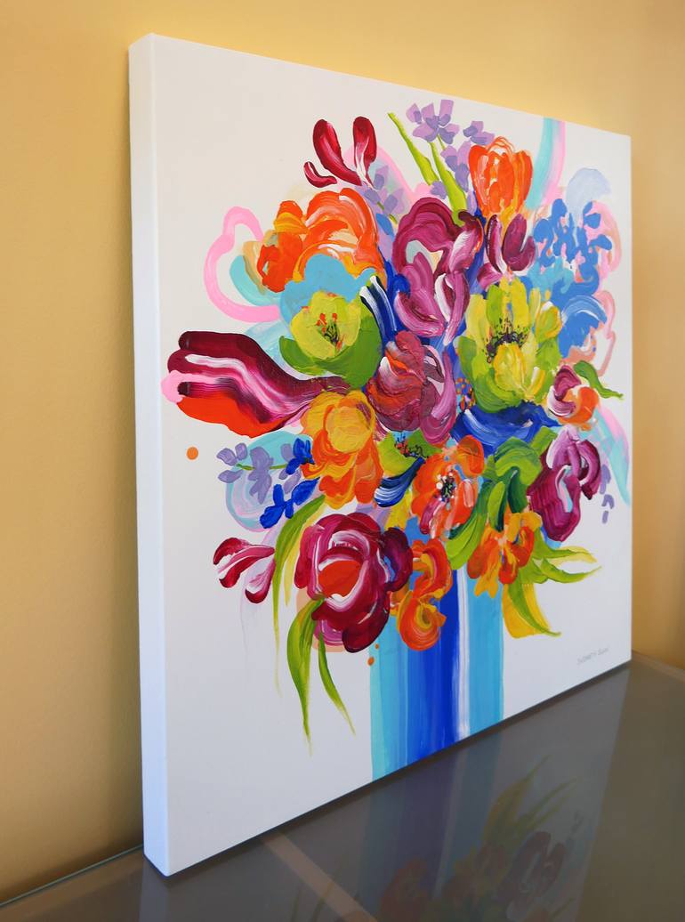 Original Abstract Floral Painting by Elizabeth Elkin