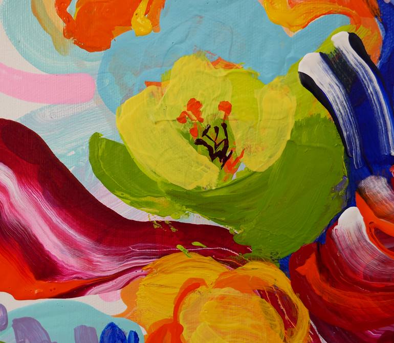 Original Abstract Floral Painting by Elizabeth Elkin