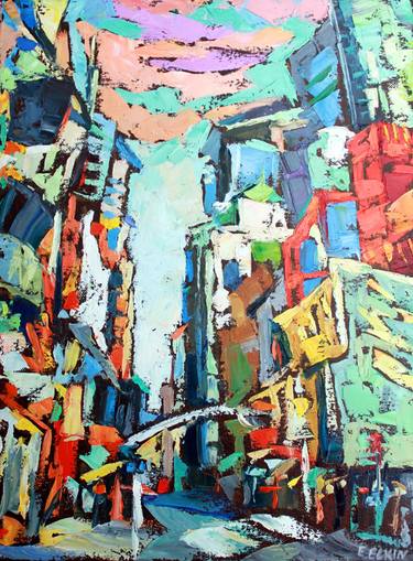 Original Abstract Expressionism Architecture Paintings by Elizabeth Elkin