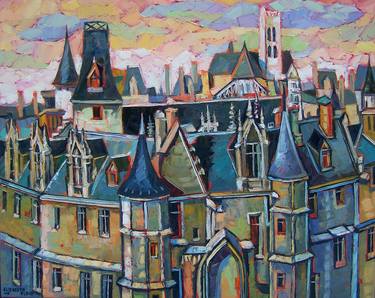 Original Art Deco Architecture Paintings by Elizabeth Elkin