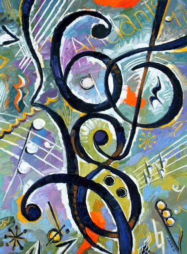 Original Cubism Music Paintings by Elizabeth Elkin