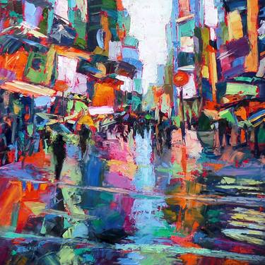Original Abstract Expressionism Cities Paintings by Elizabeth Elkin