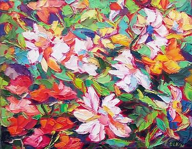 Original Expressionism Floral Paintings by Elizabeth Elkin