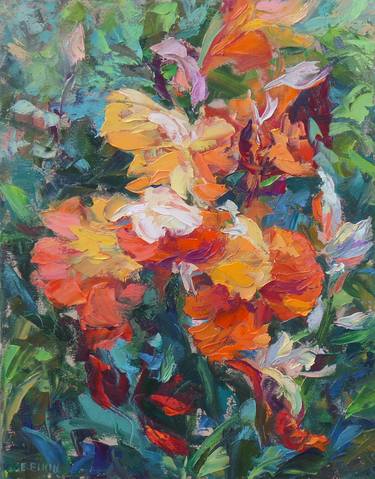 Original Expressionism Floral Paintings by Elizabeth Elkin