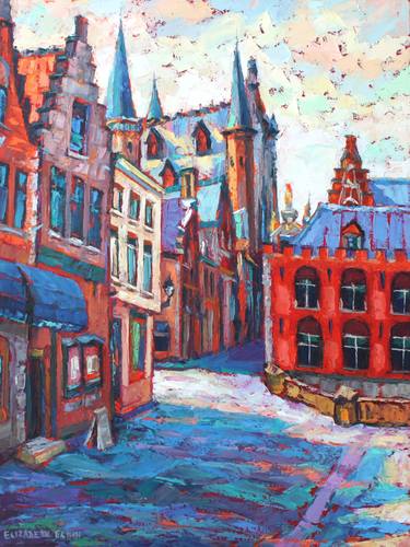 Original Impressionism Architecture Paintings by Elizabeth Elkin