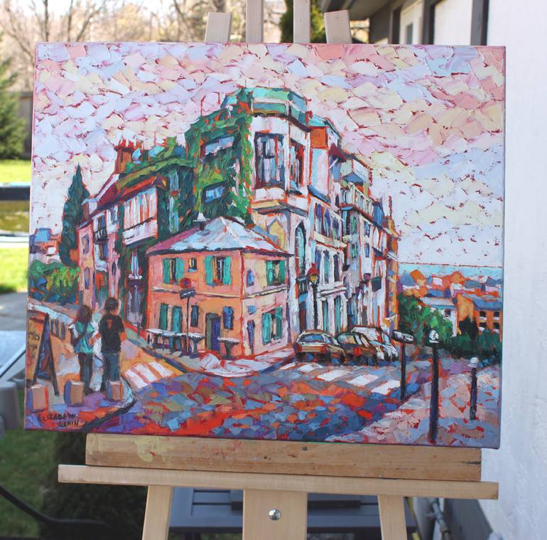 Original Impressionism Architecture Painting by Elizabeth Elkin