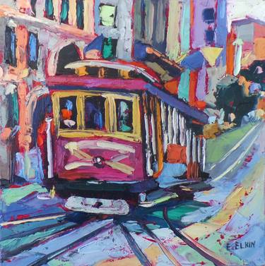 Original Expressionism Transportation Paintings by Elizabeth Elkin