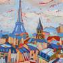Toits de Paris is original cityscape painting from my 
series of Paris Rooftops.

The edge of the work is white and it's ready to hang.