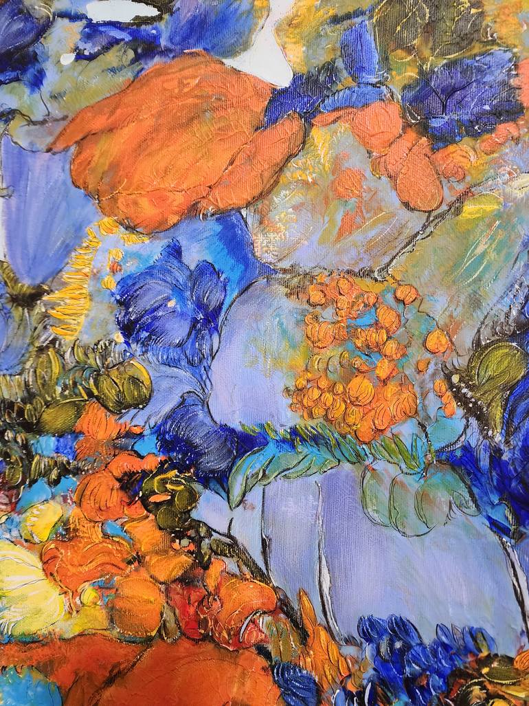 Original Abstract Expressionism Floral Painting by Olena Romashkina