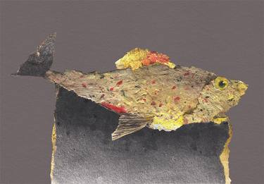 Modern Fish Collage,Handmade Paper collage thumb