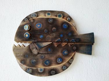 Wooden Hanging Fish ,Wood Fish Art ,Wall sculpture thumb