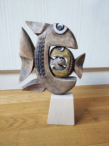 Original Modern Fish Sculpture by Irina and Veselin Kavalovi