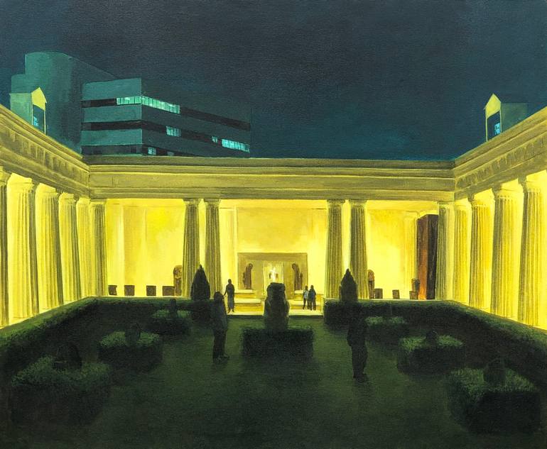 Original Landscape Painting by Amran Rizky | Contemporary Art on Canvas | Night at the museum