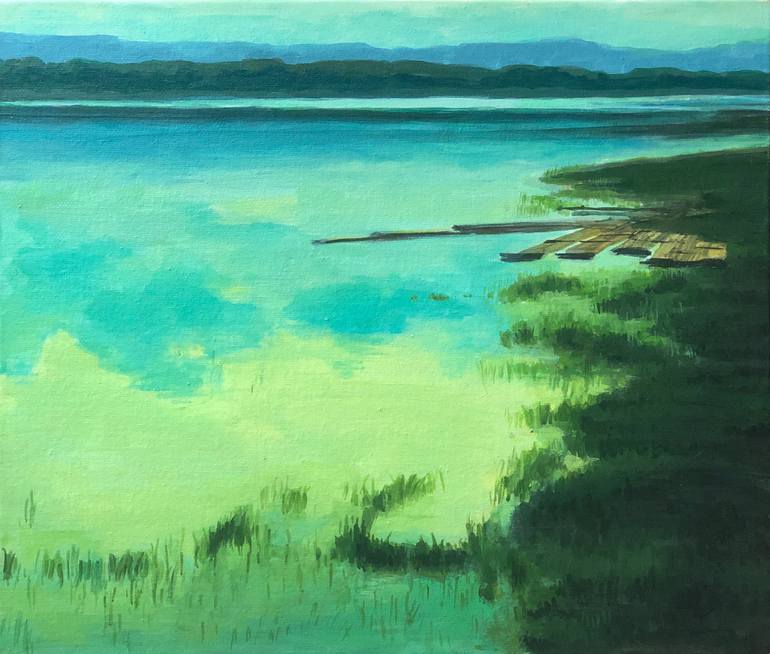 Original Landscape Painting by Amran Rizky | Realism Art on Canvas | The Silent Lake