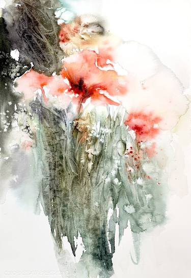Original Abstract Expressionism Floral Paintings by Zuzana Edwards