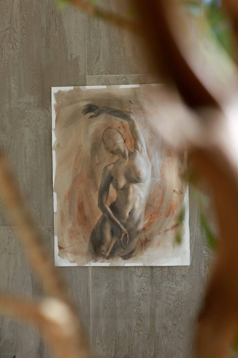 Original Figurative Nude Drawing by Tatiana Diakova