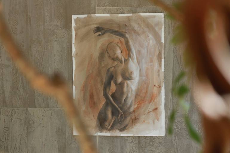 Original Figurative Nude Drawing by Tatiana Diakova