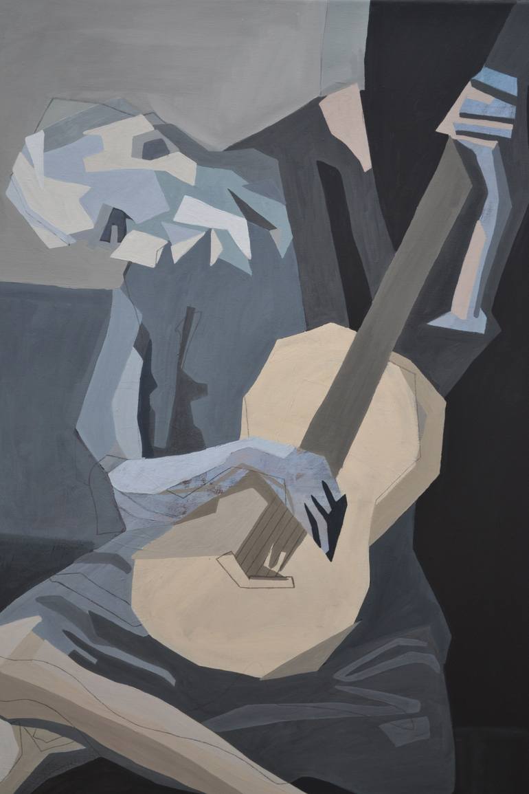 Original Cubism Men Painting by Dorota Kwiatkowska