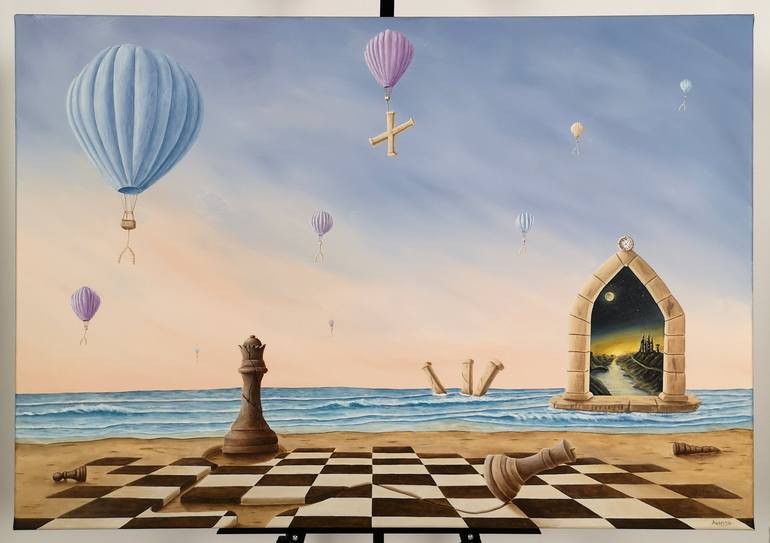 Original Surrealism Beach Painting by ASENSIR x